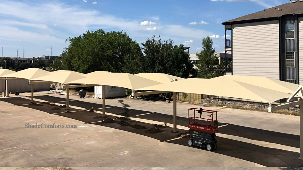Shade Comforts provided a turnkey solution to design, engineer, fabricate, and construct this parking shade structure.