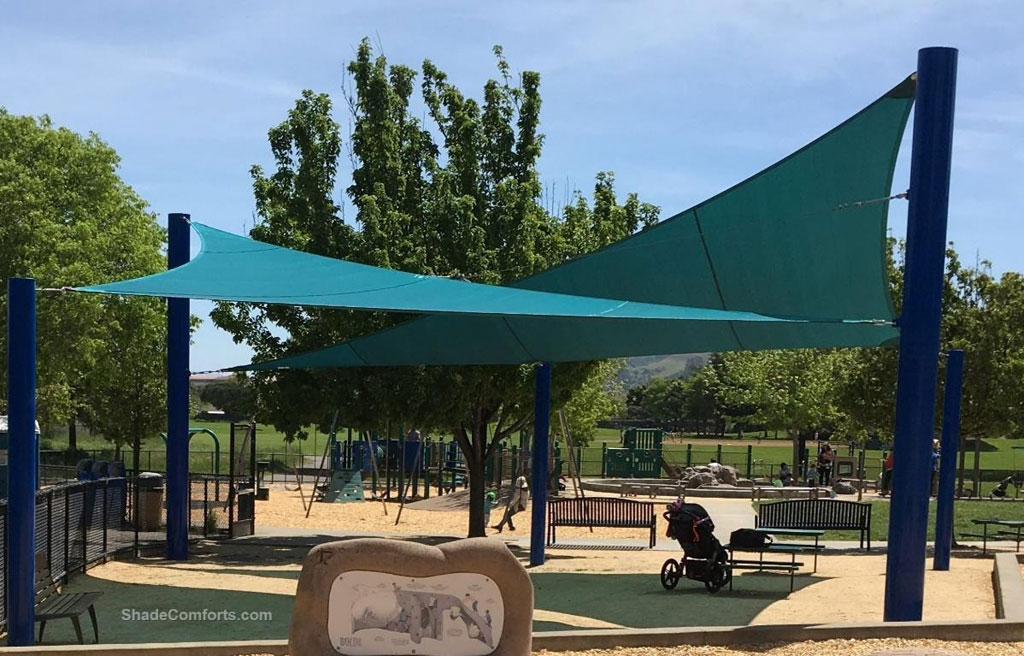 These commercial shade sails cool the playground at Corte Madera Town Park in Marin County.