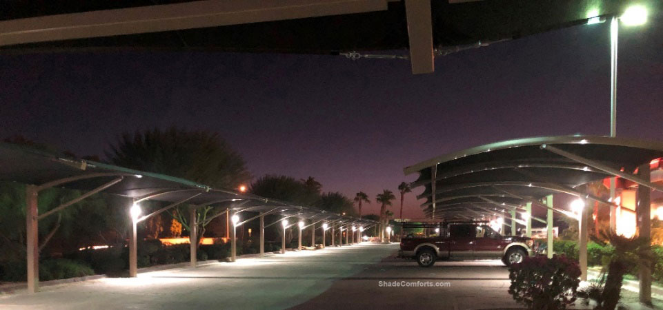 Riverside County design build contractor constructs parking shade canopy structures at Inland Empire casino in Coachella, CA.