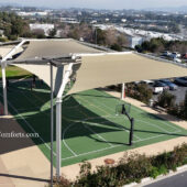 Basketball court shade sails structure near San Diego, CA.