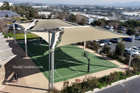 Basketball court shade sails structure near San Diego, CA.
