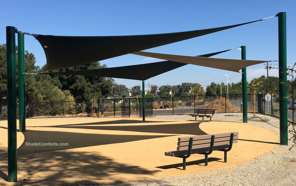 Shade sails cool dog park in Contra Costa County, CA
